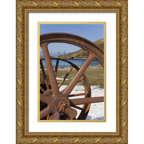 South Georgia Isl, Rusty whaling machinery Gold Ornate Wood Framed Art Print with Double Matting by Paulson, Don