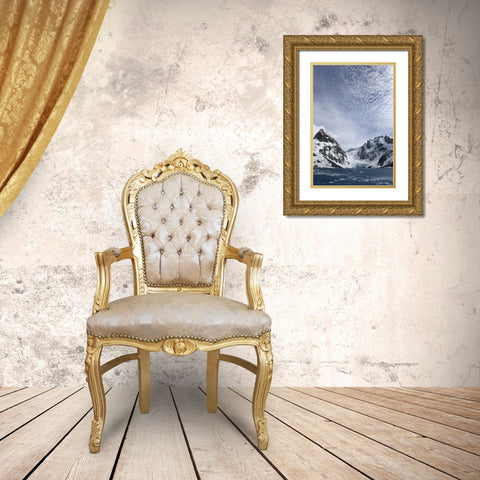 South Georgia Island Dryglaski Fjord and clouds Gold Ornate Wood Framed Art Print with Double Matting by Paulson, Don