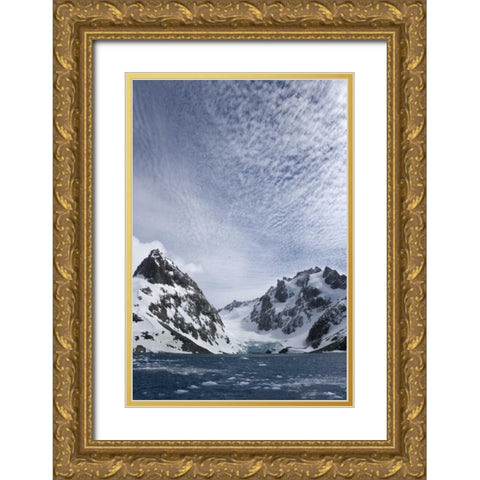 South Georgia Island Dryglaski Fjord and clouds Gold Ornate Wood Framed Art Print with Double Matting by Paulson, Don