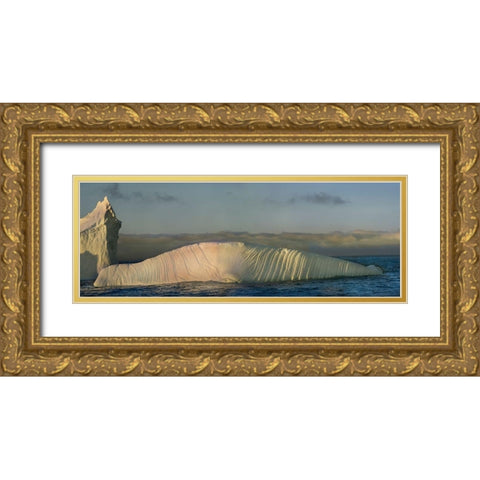 Antarctica-South Georgia Island-Coopers Bay Iceberg shaped like elephant seal at sunrise  Gold Ornate Wood Framed Art Print with Double Matting by Jaynes Gallery