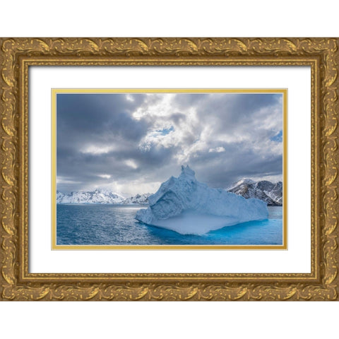 Antarctica-South Georgia Island Landscape with iceberg and mountains  Gold Ornate Wood Framed Art Print with Double Matting by Jaynes Gallery