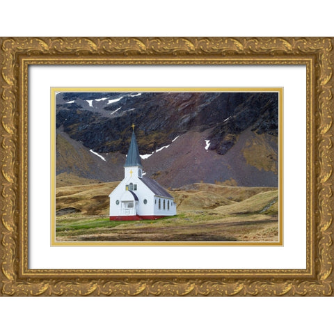 Southern Ocean-South Georgia-King Edward Cove-Grytviken-Grytviken whaling station-Church Gold Ornate Wood Framed Art Print with Double Matting by Goff, Ellen B.