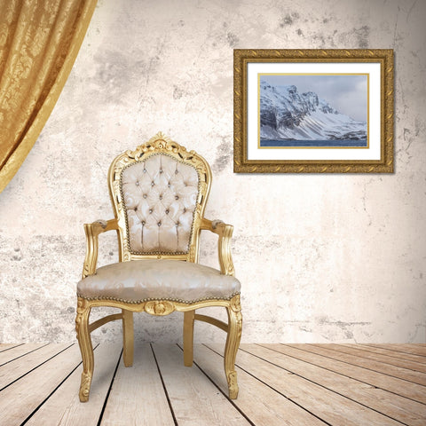 Southern Ocean-South Georgia-Salisbury Plain-Snowy peaks surround Salisbury Plain Gold Ornate Wood Framed Art Print with Double Matting by Goff, Ellen B.