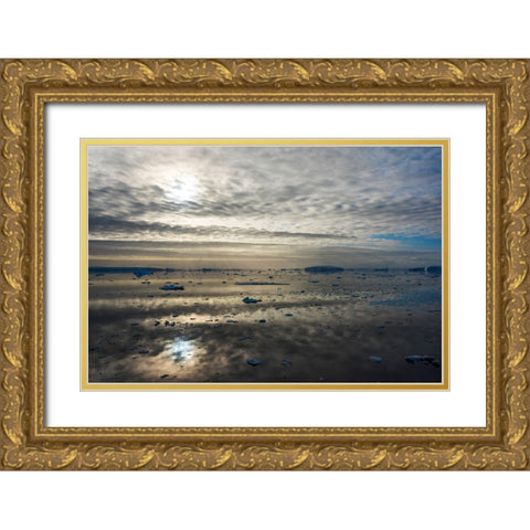 Floating ice on South Atlantic Ocean-Antarctica Gold Ornate Wood Framed Art Print with Double Matting by Su, Keren