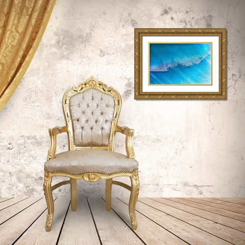 Blue iceberg closeup abstract background Charlotte Bay-Antarctica Gold Ornate Wood Framed Art Print with Double Matting by Perry, William