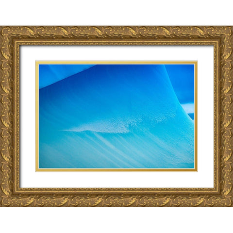 Blue iceberg closeup abstract background Charlotte Bay-Antarctica  Gold Ornate Wood Framed Art Print with Double Matting by Perry, William