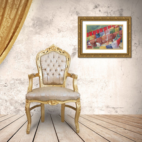 Asia, Bhutan, Thimphu Colorful prayer flags Gold Ornate Wood Framed Art Print with Double Matting by Kirkland, Dennis