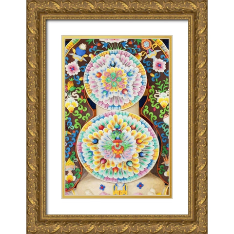 Bhutan, Bumthang Jampey Lhakhang temple alter Gold Ornate Wood Framed Art Print with Double Matting by Kirkland, Dennis