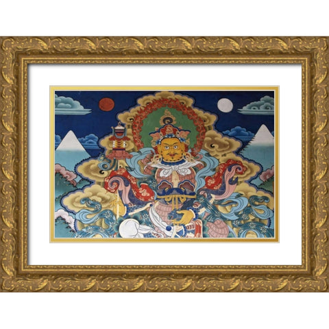 Bhutan, Punakha Murals in Punakha Dzong temple Gold Ornate Wood Framed Art Print with Double Matting by Kirkland, Dennis