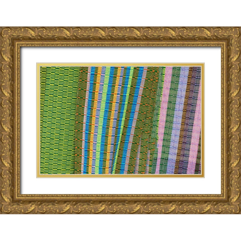 Bhutan-Thimphu Traditional Bhutanese hand woven textiles Gold Ornate Wood Framed Art Print with Double Matting by Hopkins, Cindy Miller