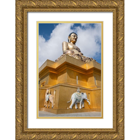Bhutan-Thimphu Kuensel Phodrang-aka Buddha Point-home to the largest Buddha statue in the country Gold Ornate Wood Framed Art Print with Double Matting by Hopkins, Cindy Miller