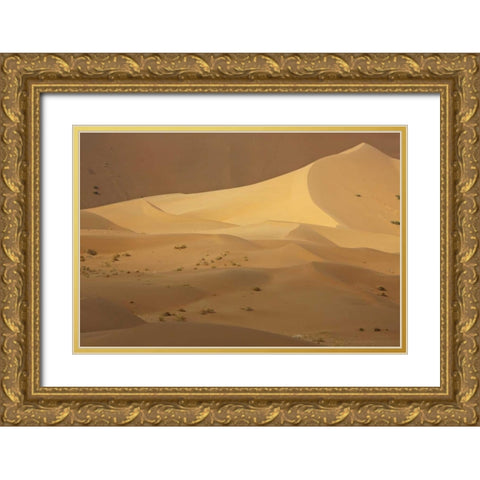 China, Badain Jaran Desert Contrasts in desert Gold Ornate Wood Framed Art Print with Double Matting by Anon, Ellen
