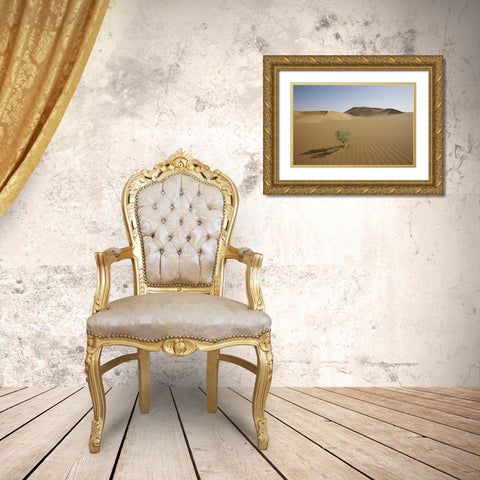 China, Gansu Province Badain Jaran Desert Gold Ornate Wood Framed Art Print with Double Matting by Anon, Josh