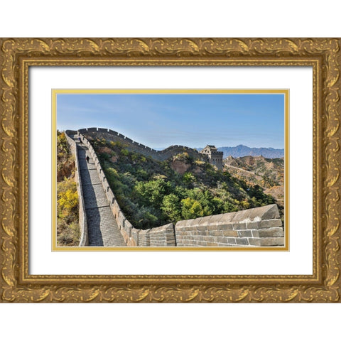 Asia-China-Jinshanling-The Great Wall Gold Ornate Wood Framed Art Print with Double Matting by Looney, Hollice