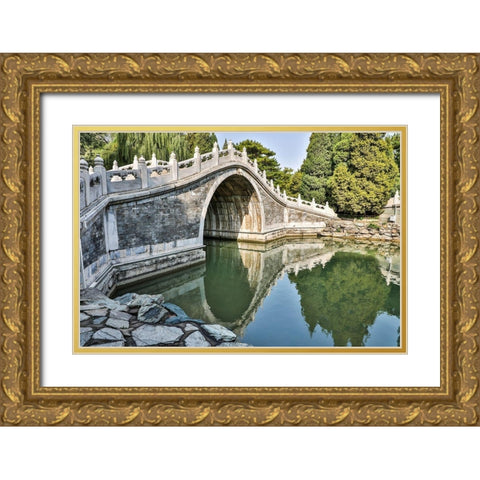 Asia-China-Beijing-Bridge at the Summer Palace of Empress Cixi Gold Ornate Wood Framed Art Print with Double Matting by Looney, Hollice