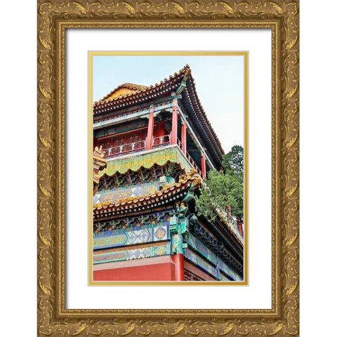 Asia-China-Beijing-The Forbidden City Gold Ornate Wood Framed Art Print with Double Matting by Looney, Hollice