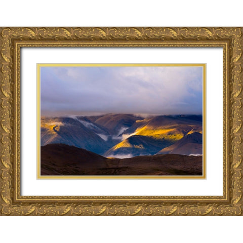 Landscape of the Himalayas at dawn-Mt-Everest National Reserve-Shigatse Prefecture-Tibet-China Gold Ornate Wood Framed Art Print with Double Matting by Su, Keren