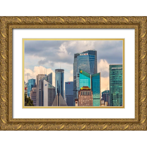 High rises in Pudong-Shanghai-China Gold Ornate Wood Framed Art Print with Double Matting by Su, Keren