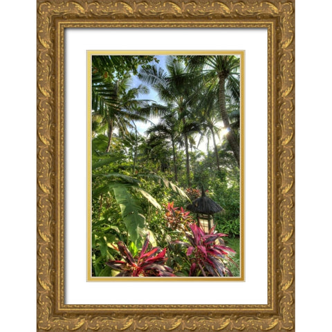 Indonesia, Bali View of vegetation in a Garden Gold Ornate Wood Framed Art Print with Double Matting by Shimlock, Jones