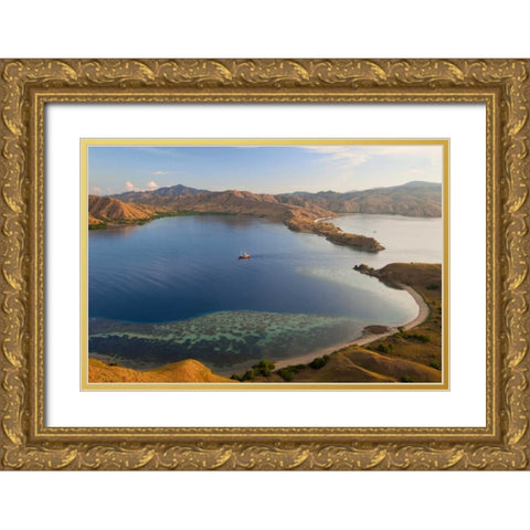 Schooner in harbor, Komodo NP, Indonesia Gold Ornate Wood Framed Art Print with Double Matting by Shimlock, Jones