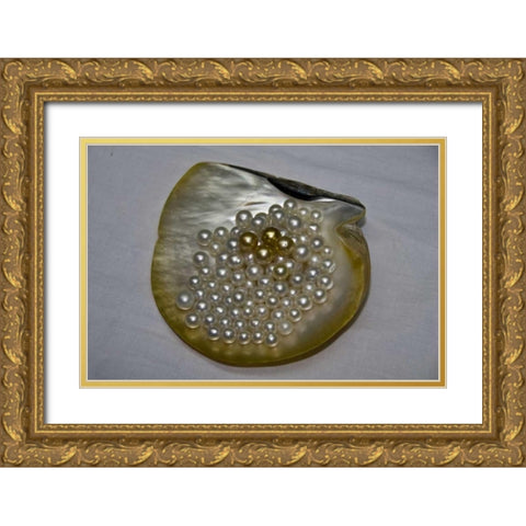 Cendana pearls from Aljui Bay, Papua, Indonesia Gold Ornate Wood Framed Art Print with Double Matting by Shimlock, Jones