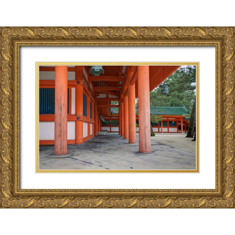 Japan, Kyoto, Heian Jingu Shrine, Shinto shrine Gold Ornate Wood Framed Art Print with Double Matting by Flaherty, Dennis