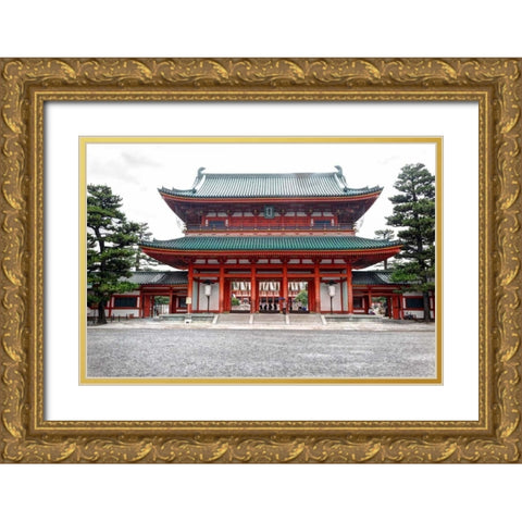 Japan, Kyoto, Heian Jingu Shrine, Shinto shrine Gold Ornate Wood Framed Art Print with Double Matting by Flaherty, Dennis