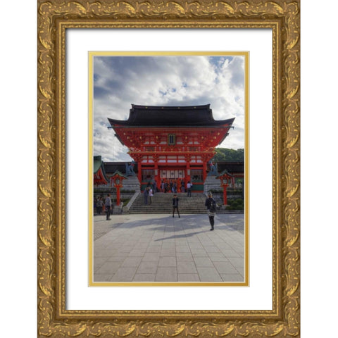 Japan, Kyoto Fushimi-Inari-Taisha Shrine Gold Ornate Wood Framed Art Print with Double Matting by Flaherty, Dennis