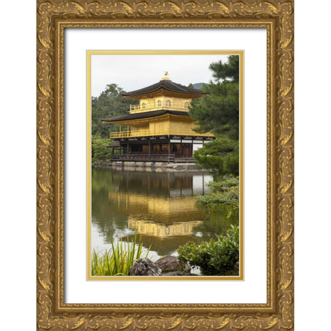 Japan, Kyoto Temple of the Golden Pavilion Gold Ornate Wood Framed Art Print with Double Matting by Flaherty, Dennis