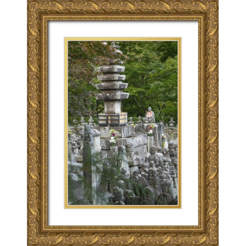 Japan, Kyoto Thousands of Buddhist statuettes Gold Ornate Wood Framed Art Print with Double Matting by Flaherty, Dennis