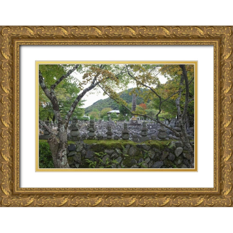 Japan, Kyoto Thousands of Buddhist statuettes Gold Ornate Wood Framed Art Print with Double Matting by Flaherty, Dennis