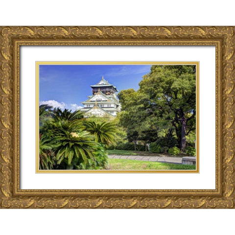 Japan, Osaka, Nara Prefecture The Osaka Castle Gold Ornate Wood Framed Art Print with Double Matting by Flaherty, Dennis