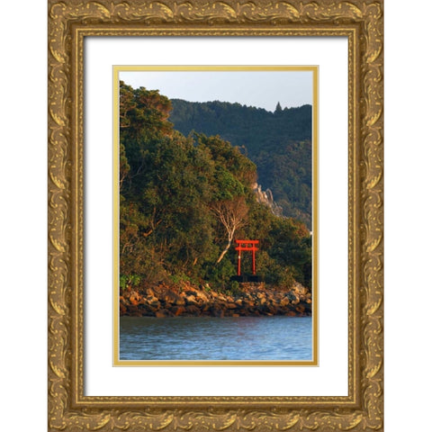 Japan, Wakagama A Torii Gate on hillside Gold Ornate Wood Framed Art Print with Double Matting by Flaherty, Dennis