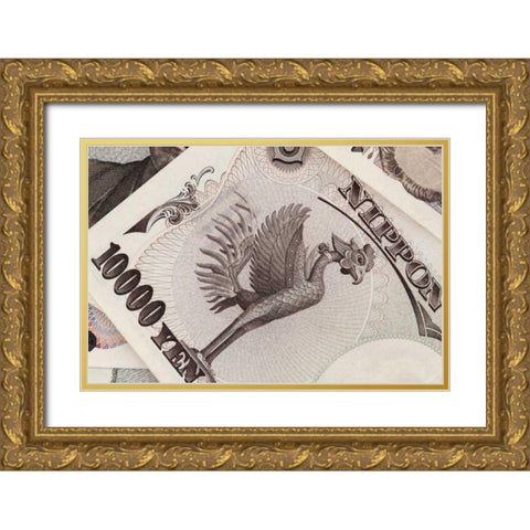 Japan Detail of Japanese paper currency, the Yen Gold Ornate Wood Framed Art Print with Double Matting by Flaherty, Dennis