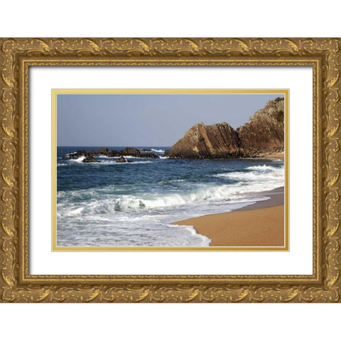 Asia, Japan Ocean beach in Kyoto Prefecture Gold Ornate Wood Framed Art Print with Double Matting by Flaherty, Dennis