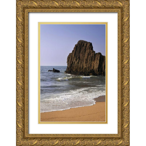 Japan, Kyoto Tateiwa Rock and ocean beach Gold Ornate Wood Framed Art Print with Double Matting by Flaherty, Dennis