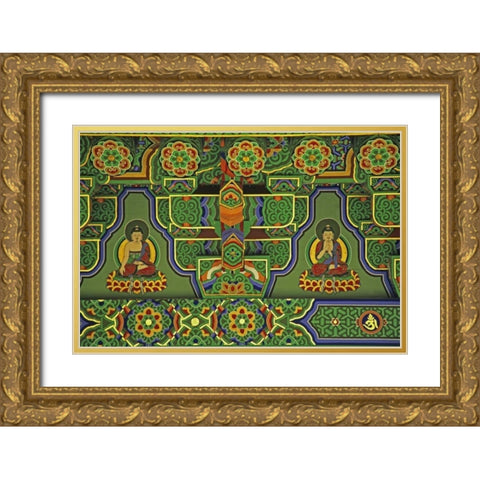 South Korea, Taegu Mural at a Buddhist Temple Gold Ornate Wood Framed Art Print with Double Matting by Flaherty, Dennis