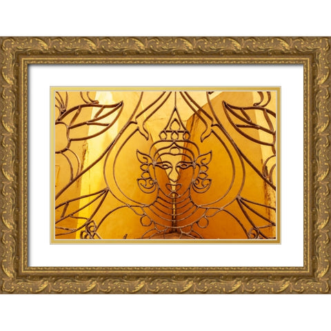 Architectural detail at Pha That Luang-Great Stupa in Lao-Vientiane-Capital of Laos-Southeast Asia Gold Ornate Wood Framed Art Print with Double Matting by Haseltine, Tom
