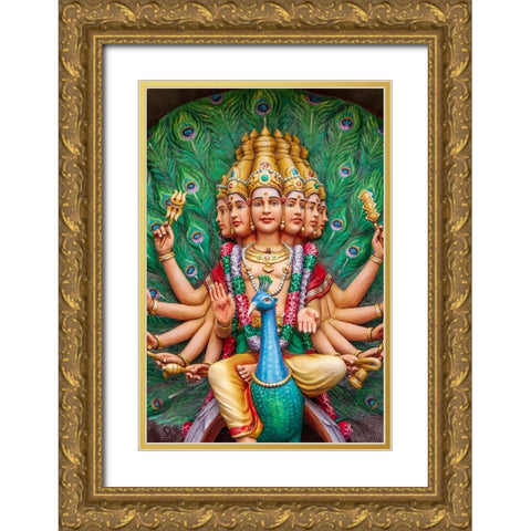 Kuala Lumpur- West Malaysia. Batu caves. Painted Hindu deities on altars. Gold Ornate Wood Framed Art Print with Double Matting by Haseltine, Tom
