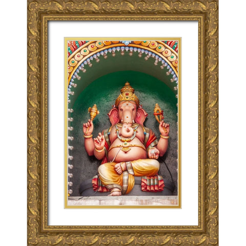 Kuala Lumpur- West Malaysia. Batu caves. Painted Hindu deity Ganesha. Gold Ornate Wood Framed Art Print with Double Matting by Haseltine, Tom