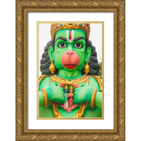 Kuala Lumpur- West Malaysia. Batu caves. Statue of the god Hanuman. Gold Ornate Wood Framed Art Print with Double Matting by Haseltine, Tom