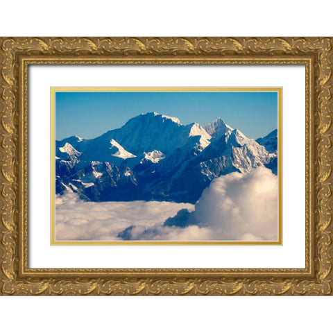 Mount Everest-8848m-in the Himalayas above the clouds-Nepal Gold Ornate Wood Framed Art Print with Double Matting by Su, Keren