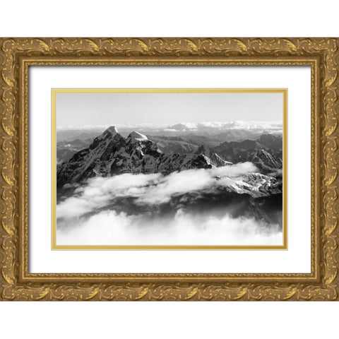 Gauri Shankar-7134m-in the Himalayas above the clouds-Nepal Gold Ornate Wood Framed Art Print with Double Matting by Su, Keren