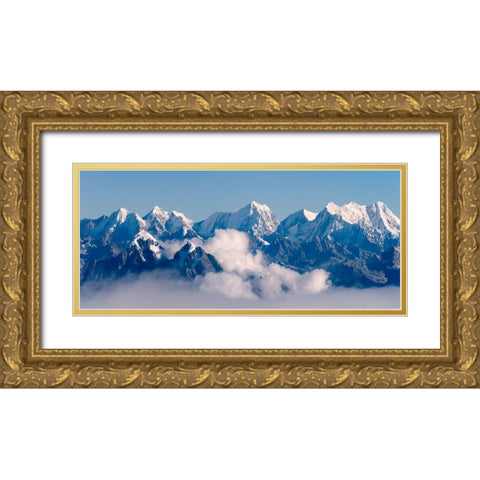 The Himalayas Range above clouds-Nepal Gold Ornate Wood Framed Art Print with Double Matting by Su, Keren