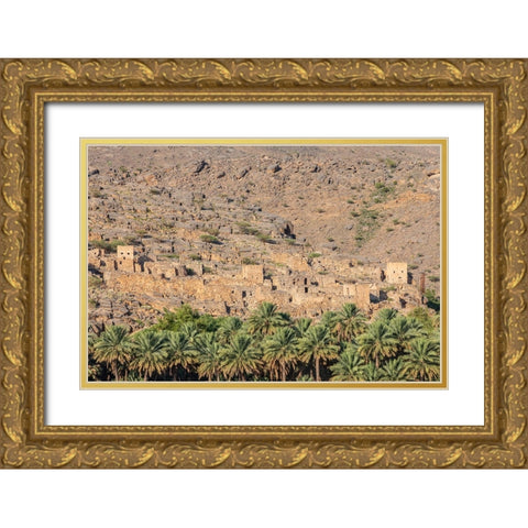 Middle East-Arabian Peninsula-Oman-Ad Dakhiliyah-Al Hamra-The ruins of an ancient village in Oman Gold Ornate Wood Framed Art Print with Double Matting by Wilson, Emily M.