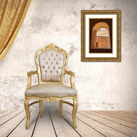 Middle East-Arabian Peninsula-Oman-Ad Dakhiliyah-Bahla-View through a window in Jabreen Castle Gold Ornate Wood Framed Art Print with Double Matting by Wilson, Emily M.