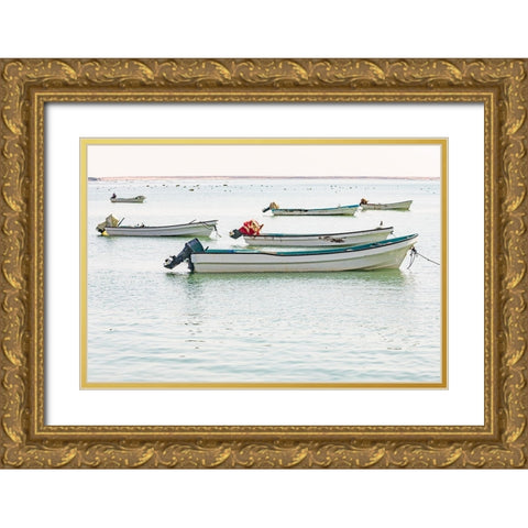 Middle East-Arabian Peninsula-Al Wusta-Mahout-Fishing boats on the Arabian Sea in Oman Gold Ornate Wood Framed Art Print with Double Matting by Wilson, Emily M.