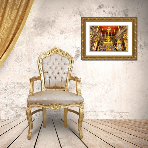 Wat Ratcha-orot, Bangkok, Thailand Gold Ornate Wood Framed Art Print with Double Matting by Shimlock, Jones