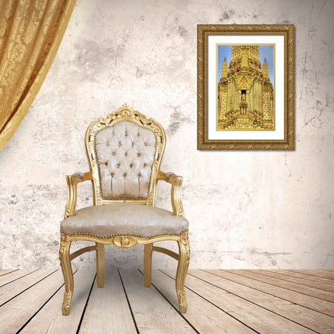 Thailand, Bangkok, Wat Arun Buddhist temple Gold Ornate Wood Framed Art Print with Double Matting by Shimlock, Jones