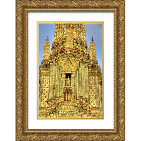 Thailand, Bangkok, Wat Arun Buddhist temple Gold Ornate Wood Framed Art Print with Double Matting by Shimlock, Jones